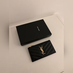 Saint Laurent YSL Cassandre Matelasse Fragments Card Case Grain Leather
